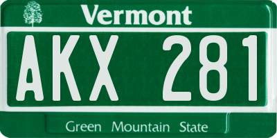 VT license plate AKX281