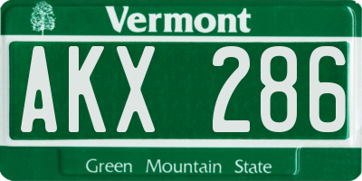 VT license plate AKX286