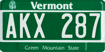 VT license plate AKX287