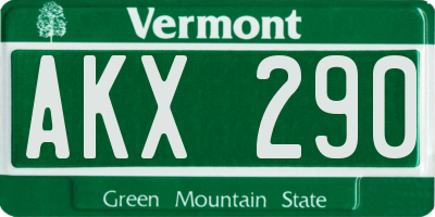 VT license plate AKX290