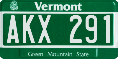VT license plate AKX291