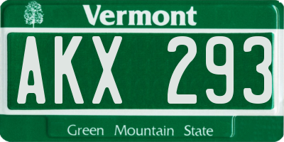 VT license plate AKX293