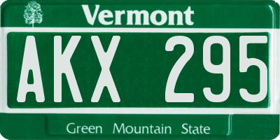 VT license plate AKX295