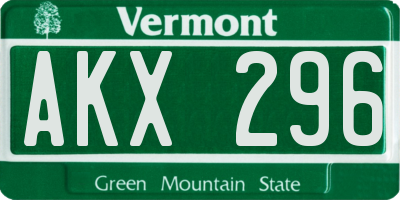 VT license plate AKX296