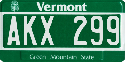 VT license plate AKX299