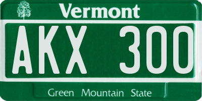 VT license plate AKX300