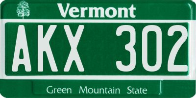 VT license plate AKX302
