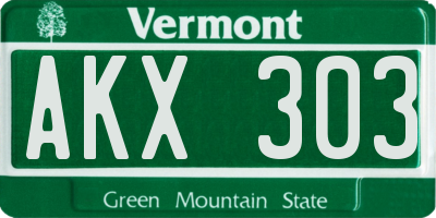VT license plate AKX303
