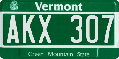 VT license plate AKX307