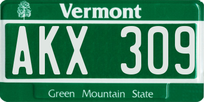 VT license plate AKX309
