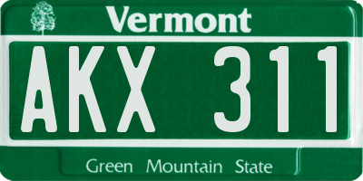 VT license plate AKX311