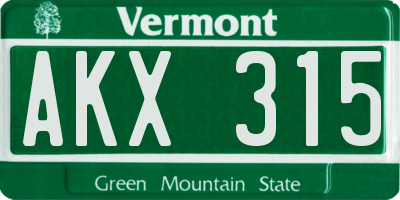 VT license plate AKX315