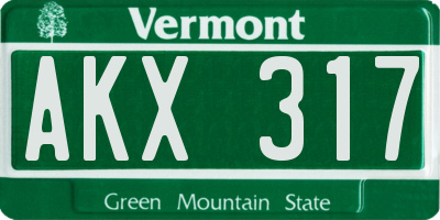 VT license plate AKX317