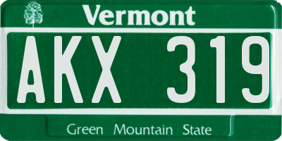 VT license plate AKX319