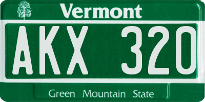 VT license plate AKX320