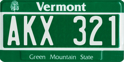 VT license plate AKX321