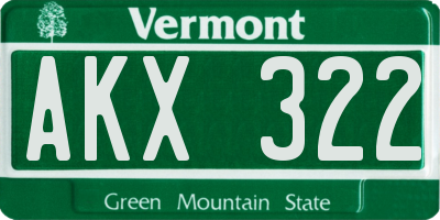 VT license plate AKX322