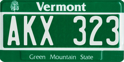 VT license plate AKX323