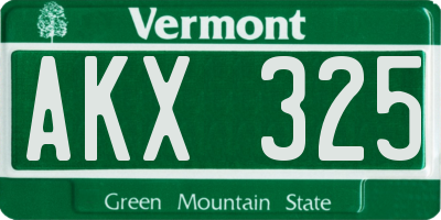 VT license plate AKX325