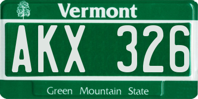 VT license plate AKX326
