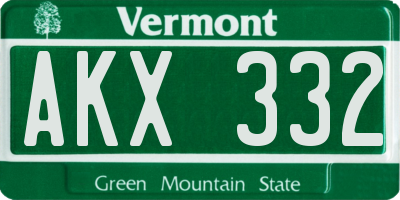 VT license plate AKX332