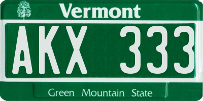 VT license plate AKX333