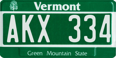 VT license plate AKX334