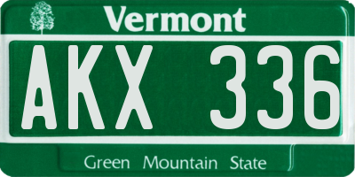 VT license plate AKX336