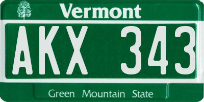 VT license plate AKX343