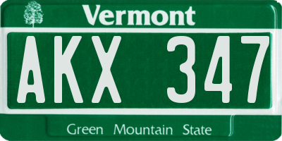 VT license plate AKX347