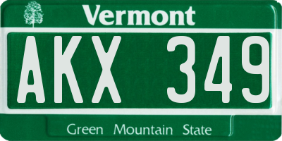 VT license plate AKX349