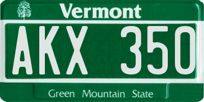 VT license plate AKX350
