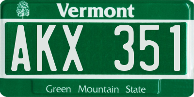 VT license plate AKX351