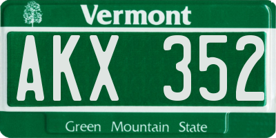 VT license plate AKX352