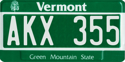 VT license plate AKX355