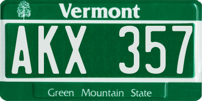 VT license plate AKX357