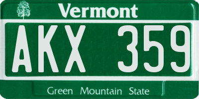 VT license plate AKX359