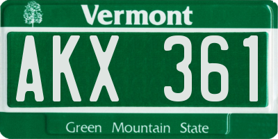 VT license plate AKX361