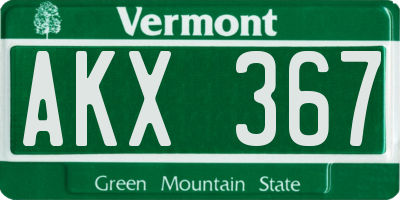 VT license plate AKX367