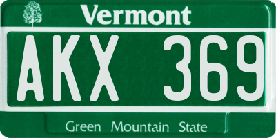 VT license plate AKX369