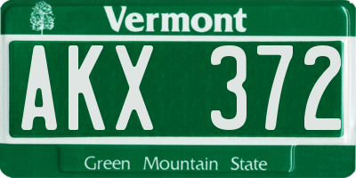 VT license plate AKX372