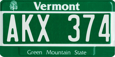 VT license plate AKX374