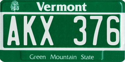 VT license plate AKX376