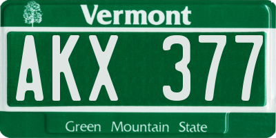 VT license plate AKX377