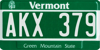 VT license plate AKX379