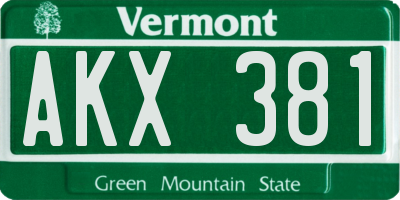 VT license plate AKX381