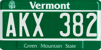 VT license plate AKX382