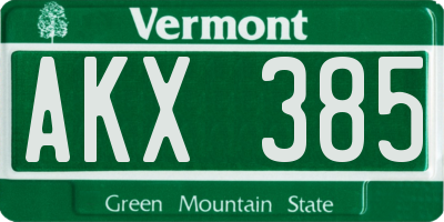 VT license plate AKX385