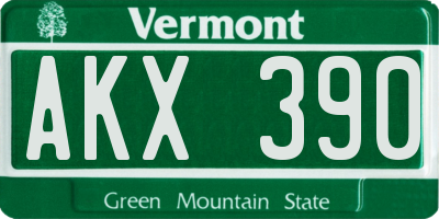 VT license plate AKX390