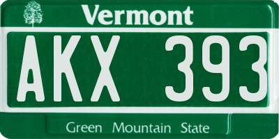 VT license plate AKX393